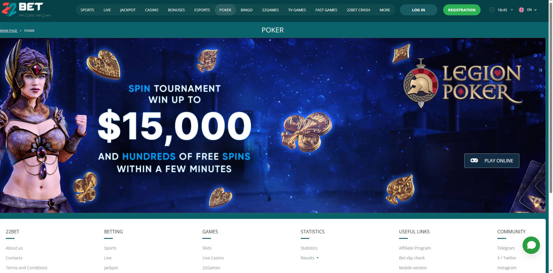 22Bet Promotions Section